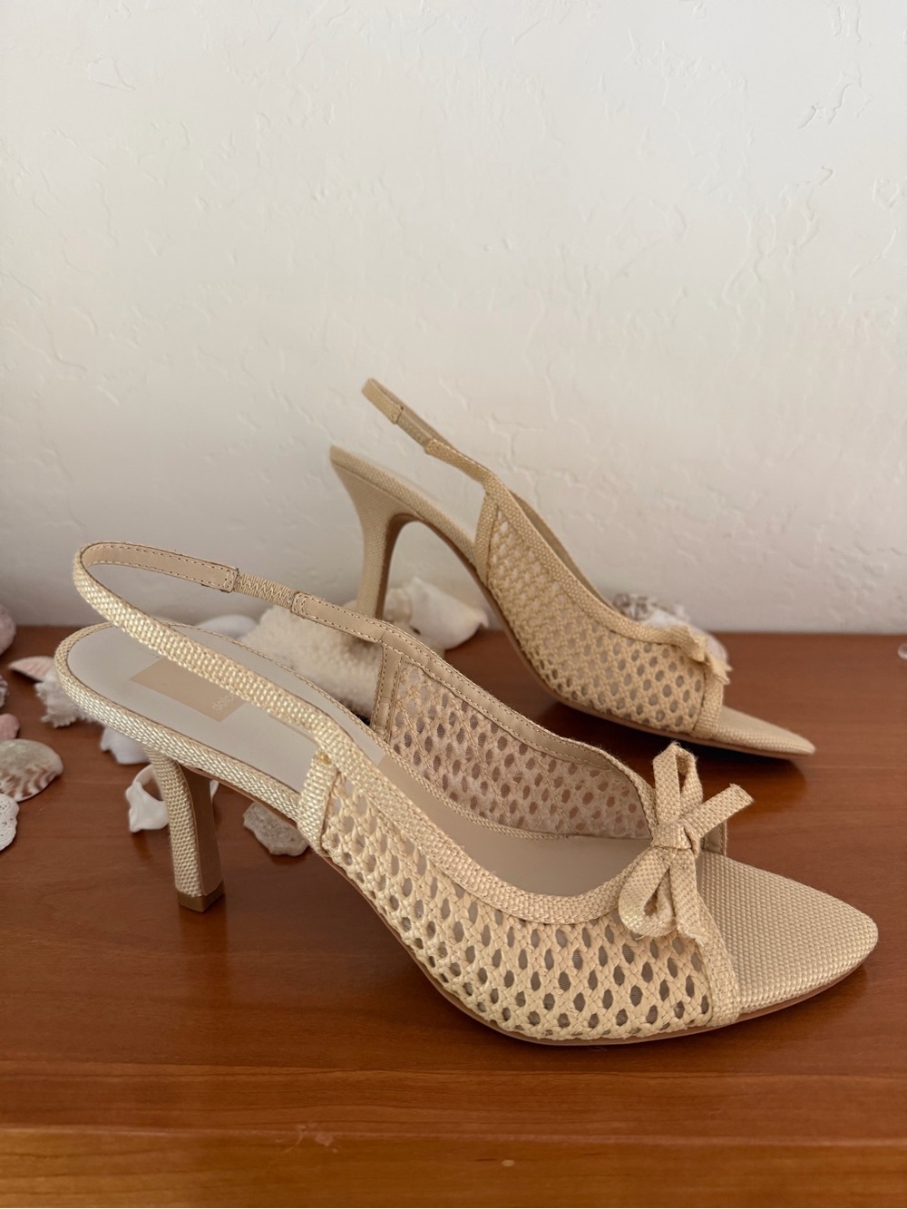 Dolce Vita NEW Misa Raffia Slingback sandals heels pumps straw natural bow sz 9